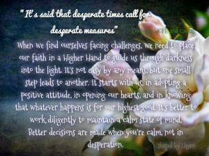 It's said that desperate times call for desperate measures