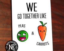Peas and Carrots - You and Me Anniv ersary Card, Forrest Gump Inspired ...