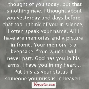Thinking about you in heaven