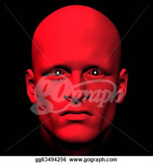 Stock Illustration - Man with fiery eyes, red with anger. 3d ...