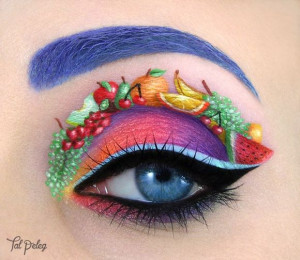 Her eye makeup designs are a real miniature work of art.