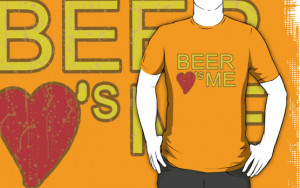 Beer loves me funny drinking college humor party keg t-shirt for guys ...