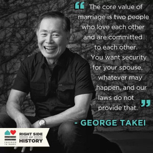George Takei quote about marriage equality. American laws don't proved ...