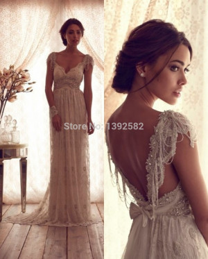 new collection 2015 vestido de noiva v neck applique long formal lace