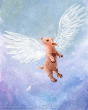 Flying Pig Print, Baby Pig Artwork, 8x10 Wall Art, Cute Piglet, Animal ...