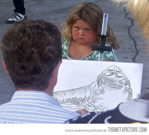funny fat little girl drawing Jabba