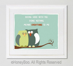 Owls art print love quote emotional wall art room by HoneyBoo, $15.00
