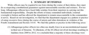 For example, from the 2014 report about the Albuquerque Police ...