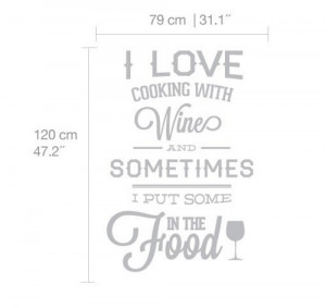 Wall Quote Sticker Typography I love Cooking with Wine