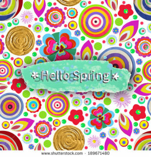 Spring sale cheer up, motivational background. Offer tag. Flowers made ...