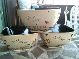 Tolkein quotes from LOTR, set of bowls