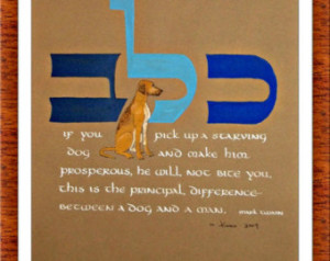 Mark Twain dog quote handmade origi nal calligraphy and painting ...