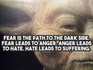 quote:Fear is the path to the dark side. Fear leads to anger. Anger ...