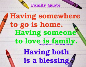 Having Somewhere to go is home. Having Someone to love is family ...