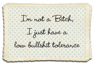 not a bitch, I just have a low bullshit tolerance.