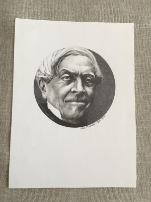 Dulieu Jean Dessin original Portrait oval de Jules Michelet
