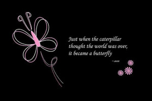 ... caterpillar thought the world was over, it became a butterfly.