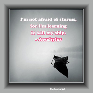 am not afraid of storms, for I am learning to sail my ship.