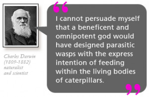 cannot persuade myself that a beneficent and omnipotent god would ...
