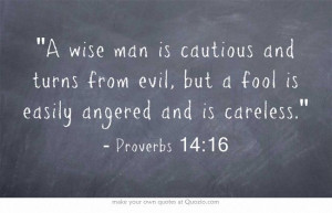 wise man is cautious and turns from evil, but a fool is easily ...