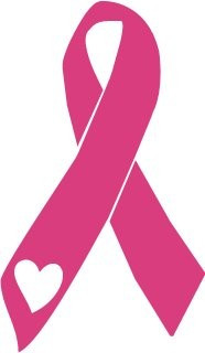 Pink Cancer awareness ribbon w/Heart cut-out Vinyl decal wall ...