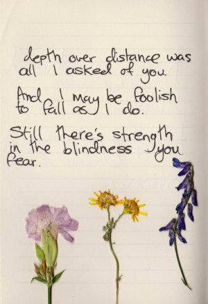 Depth over distance was all I asked of you,and I many be foolish to ...