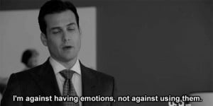 Harvey: I'm against having emotions, not using them.