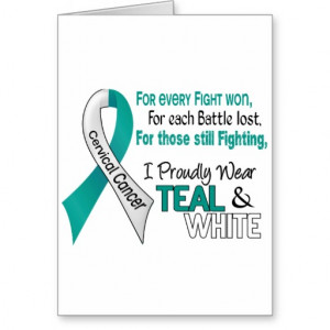 Cervical Cancer I Proudly Wear Teal and White 1 Greeting Cards