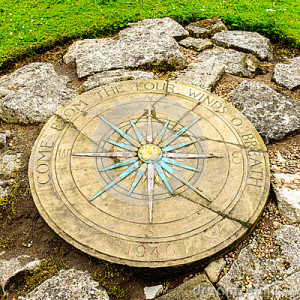 Stock Photo: A compass rose in a small park next to York’s Medieval ...