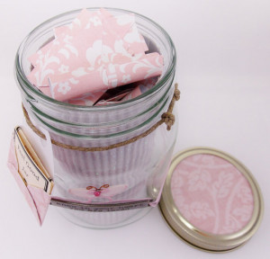 Jar of Quotes / Pink Ribbon Inspirational Gift / Embellished Mason Jar ...