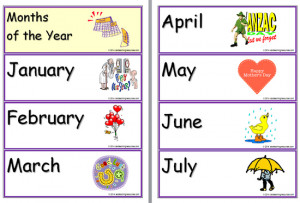 Months of the Year Flash Cards