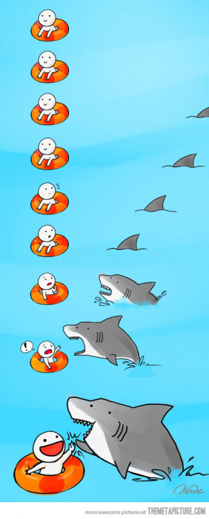 funny shark attack high five