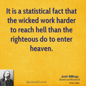 It is a statistical fact that the wicked work harder to reach hell ...