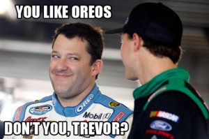 ... for this image include: funny, NASCAR, trevor bayne and tony stewart
