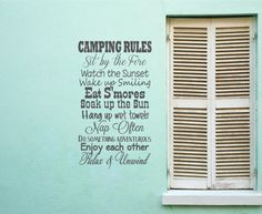 Camping rules Smores Sunset Fire Towle Vinyl Decor Wall Subway art ...
