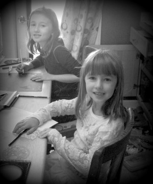 819. Craft fun with two young friends.