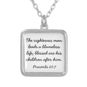 Father's Day bible verse Proverbs 20:7 necklace