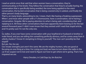Harry Dresden from Cold Days, by Jim Butcher. Women have 5 ...
