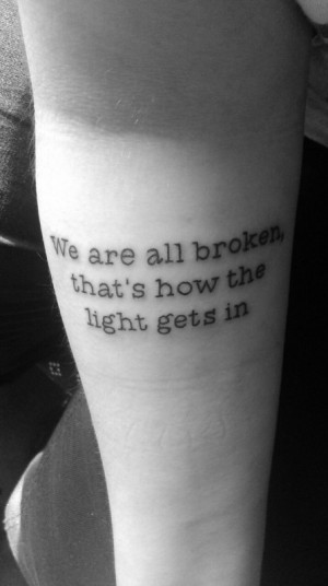 Powerful quote of Ernest Hemingway tattooed by InverInks.