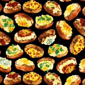 Timeless Treasures Got The Munchies? Loaded Baked Potatoes Black, 44 ...