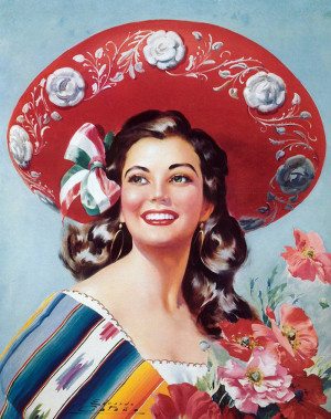 vintage mexican girl make your poster in the mexican interior in a ...