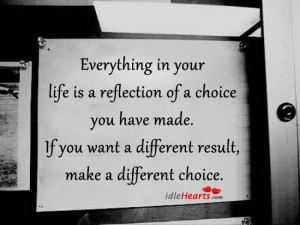 in your life is a reflection of a choice you have made. If you ...