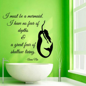 Mermaid Wall Decals Wall Quotes Words Vinyl Sticker Bathroom Decor ...