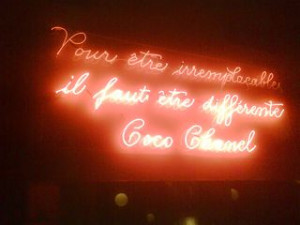Neon Sign of a Coco Chanel's quote: 