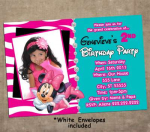 ... Minnie Mouse minnie mouse photo invitations-1st 2nd birthday Couture