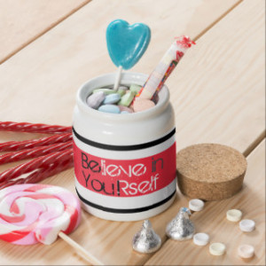 Cute trendy motivational quote “be you!” stripes candy jars
