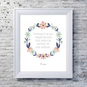 ... Quote Typography Print - Blue, Pink - Whimsical Jane Austen Quote