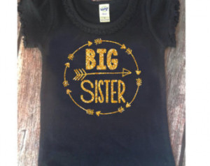 Sister Girls Glitter Shirt Arro w Big Sister Shirt Sparkle Big Sister ...