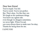 ... best friend, text, words, quote, stupid, weird, love, riendship, lies