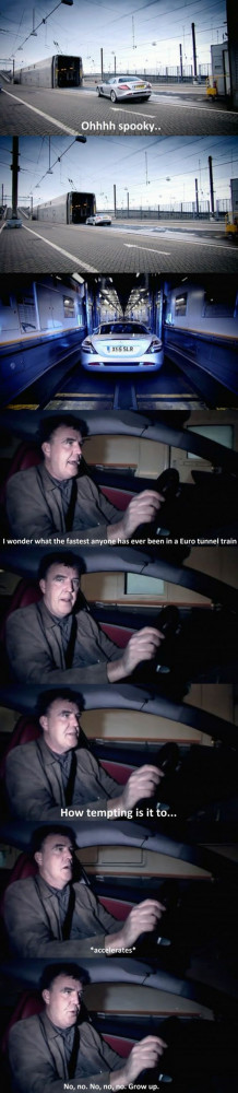 Jeremy Clarkson in the Euro tunnel train